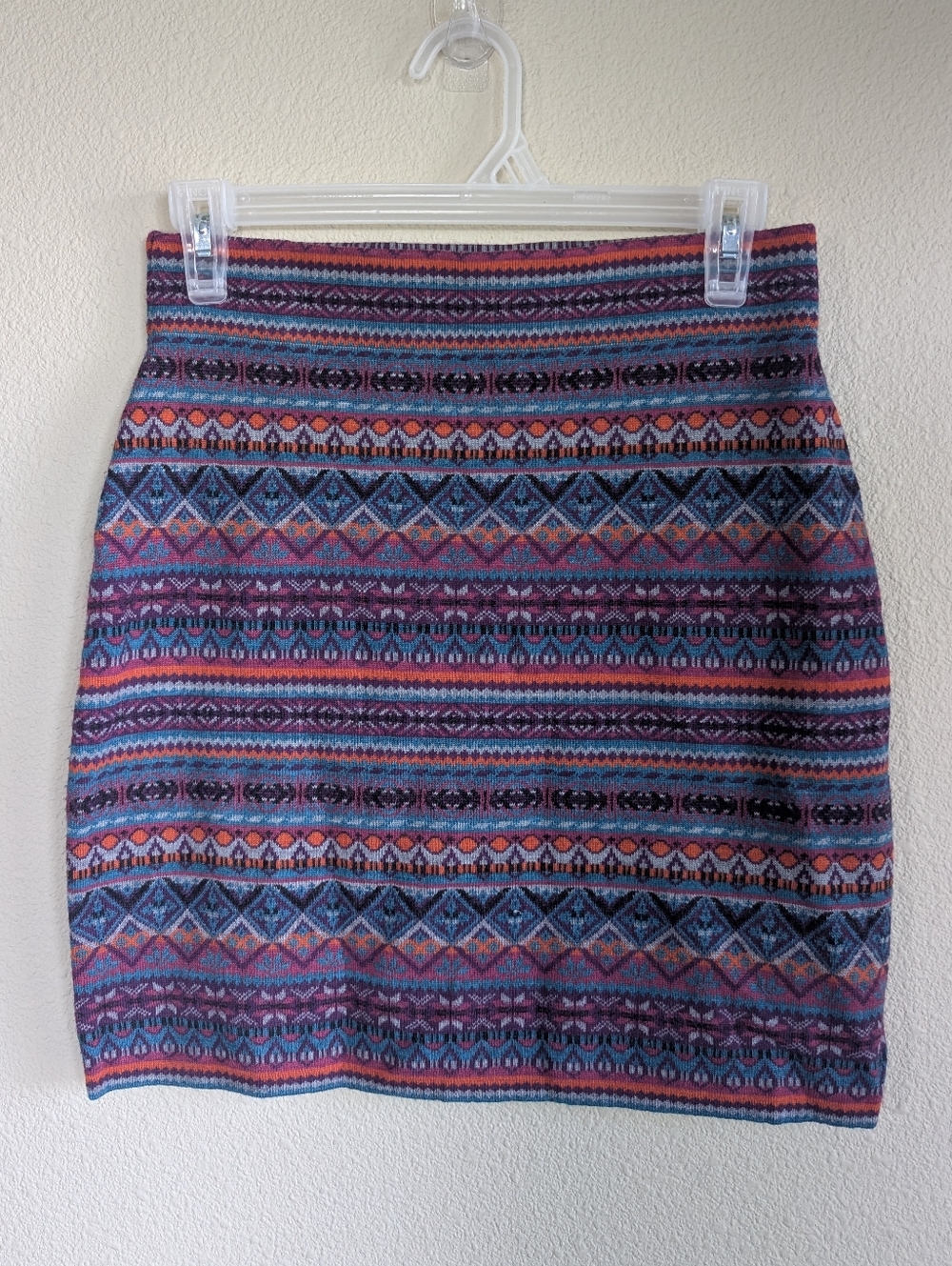 Krimson And Klover Size Small 100% Wool Fairisle Multicolor Knit Mini Skirt